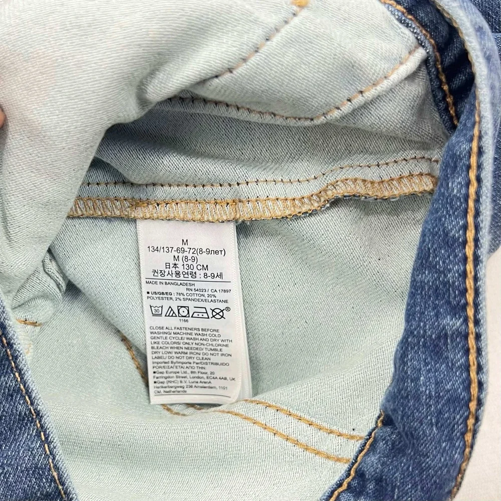 Gap Kids Denim Jacket Medium Wash Blue Button Front Stretch Size M 8-9